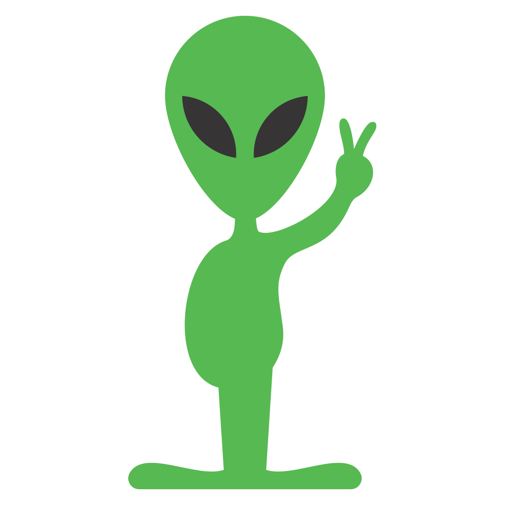 Alien character making peace sign for creative projects
