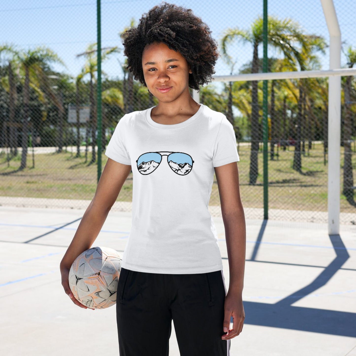 Stylish aviator sunglasses design with mountain reflections