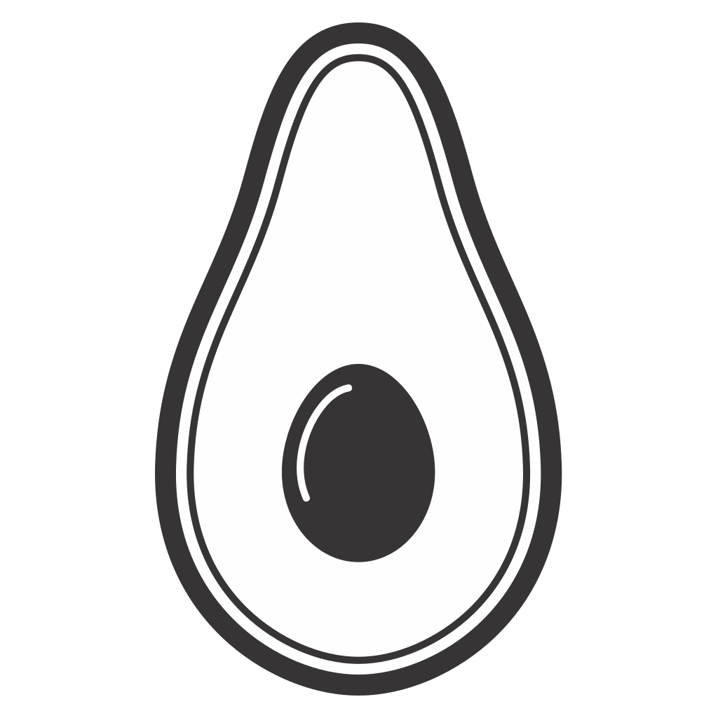 Elegant avocado vector silhouette for creative projects