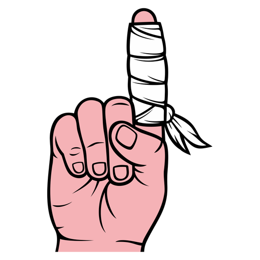 Creative bandaged finger design for cutting machines