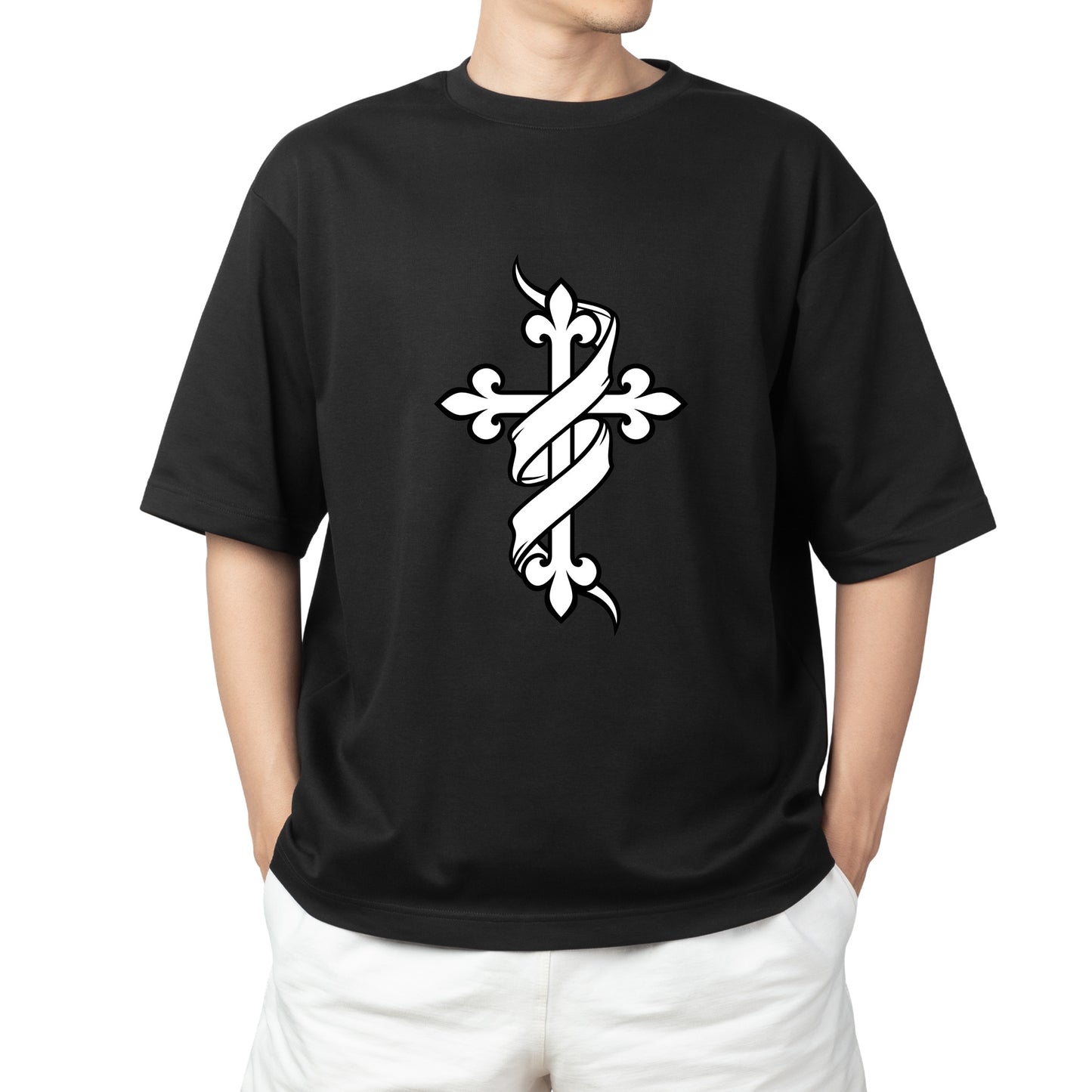 Unique banner and cross tattoo design for cutting machines