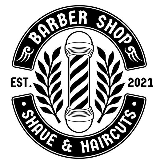 Creative black and white barber shop vector design for cutting