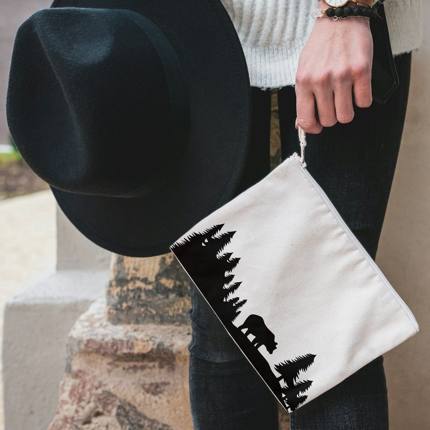 Layered forest and bear silhouette for creative cutting projects