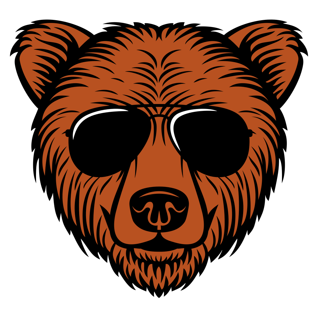 Charming bear wearing sunglasses perfect for crafting or decals