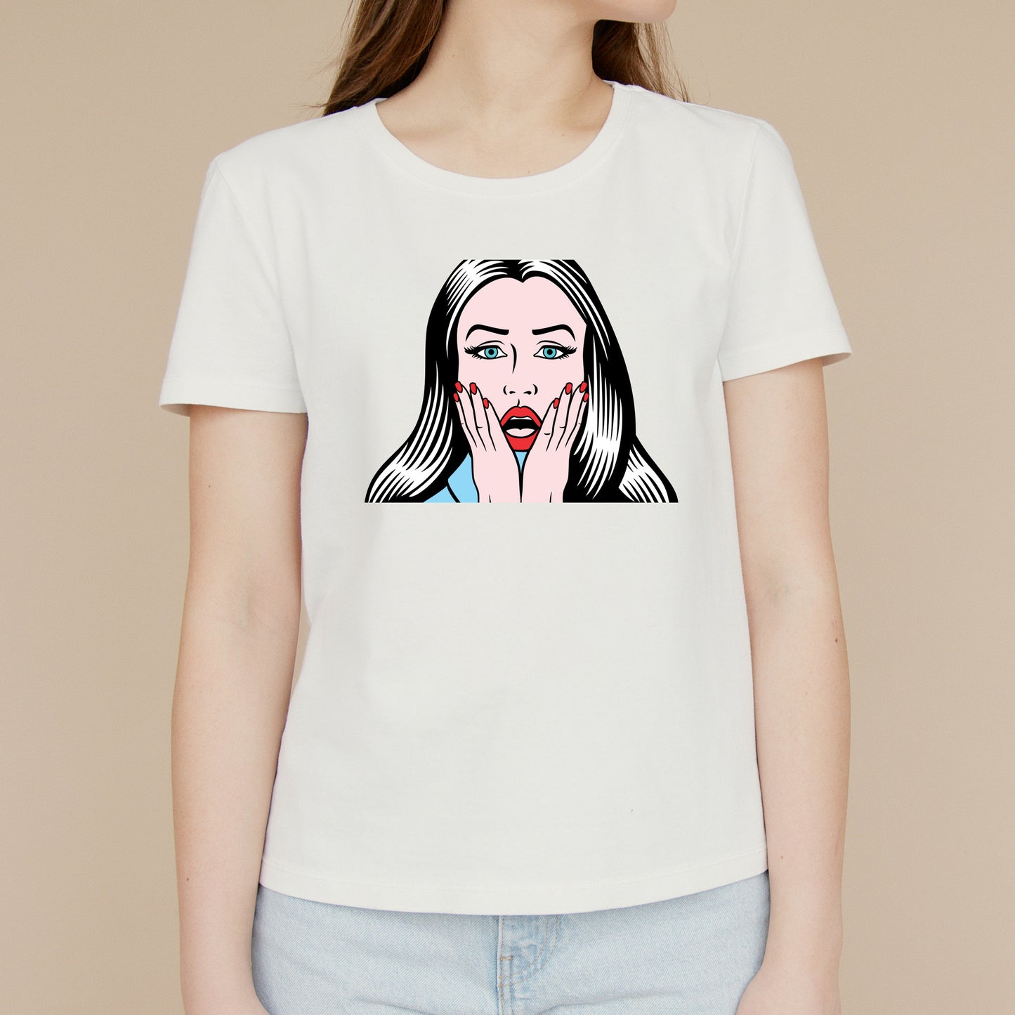 Surprised expression of a beautiful woman for creative designs