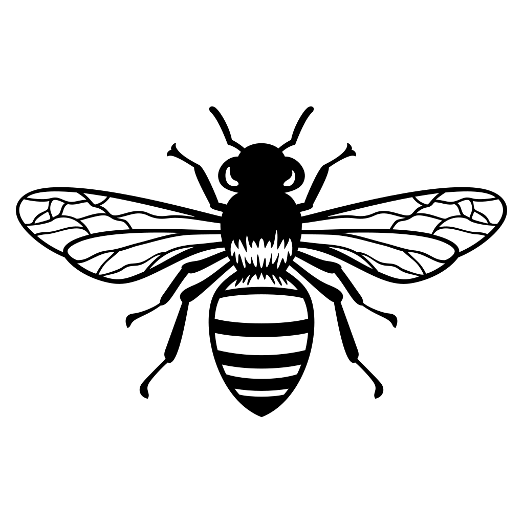 Intricate black bee design perfect for crafting projects