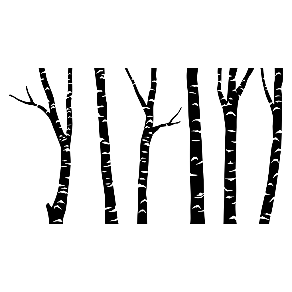 Birch black vector silhouette design for crafting projects