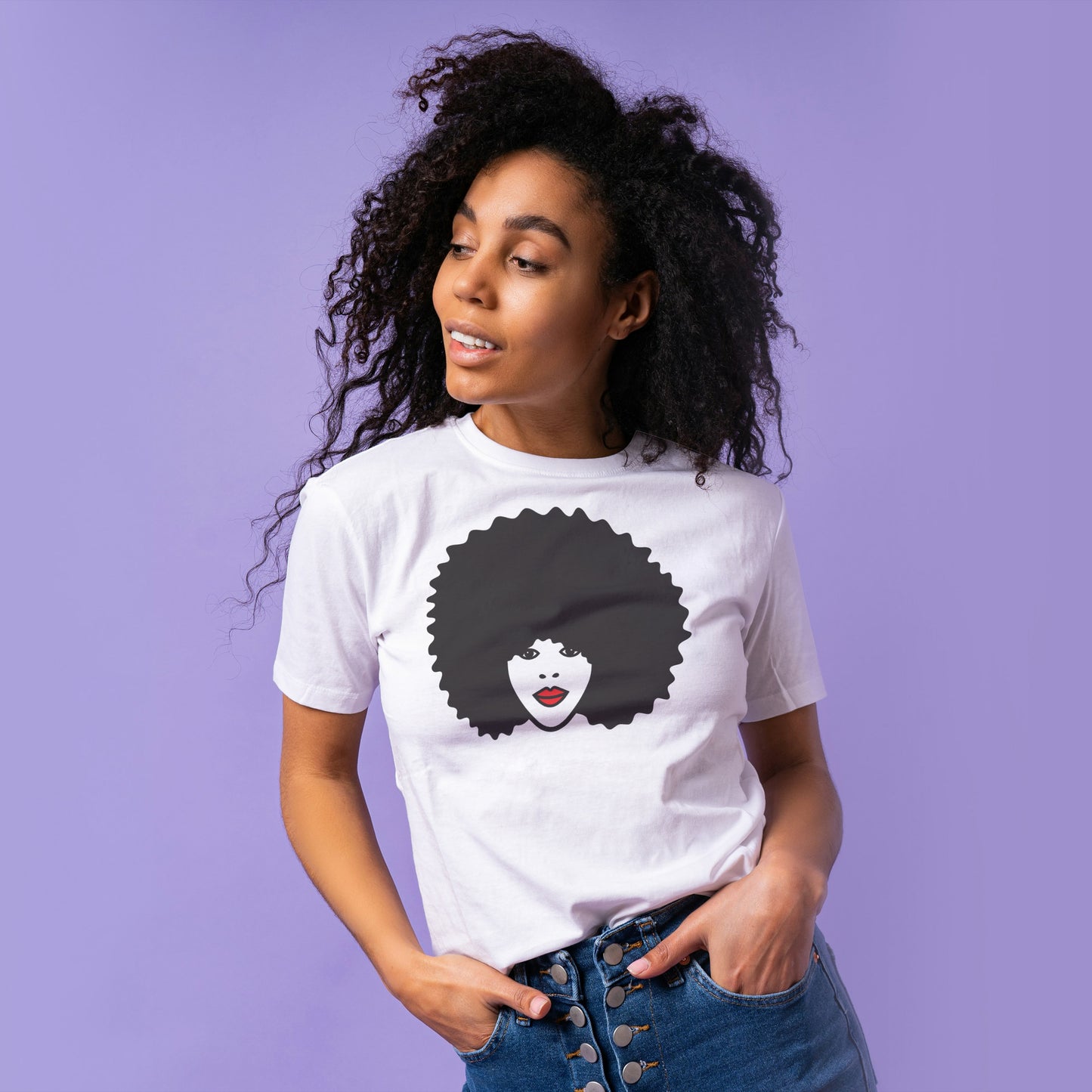 Stylized vector of a confident black afro woman’s portrait