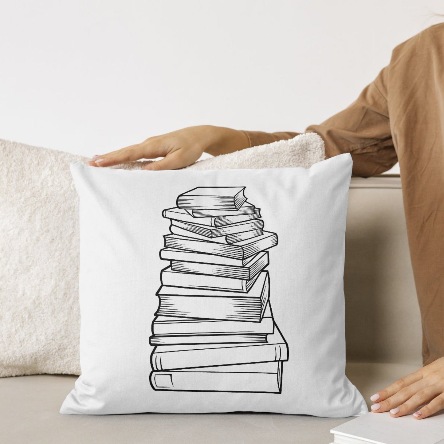 Creative stacking of black and white books for DIY projects