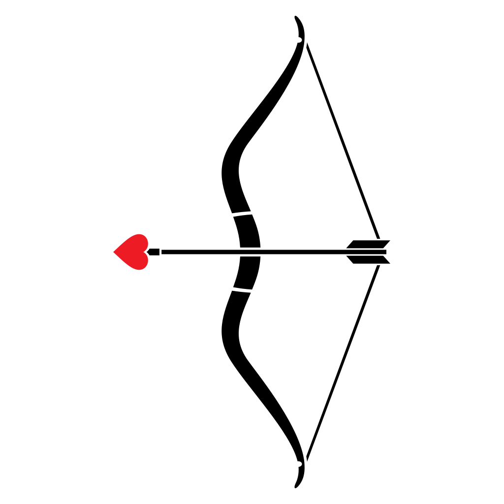 Creative bow and arrow design with heart for cutting machines
