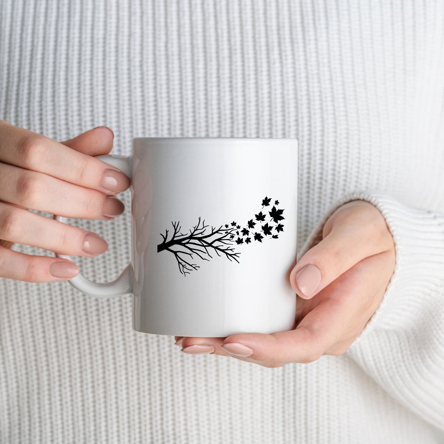 Elegant branch with falling leaves for artistic crafting