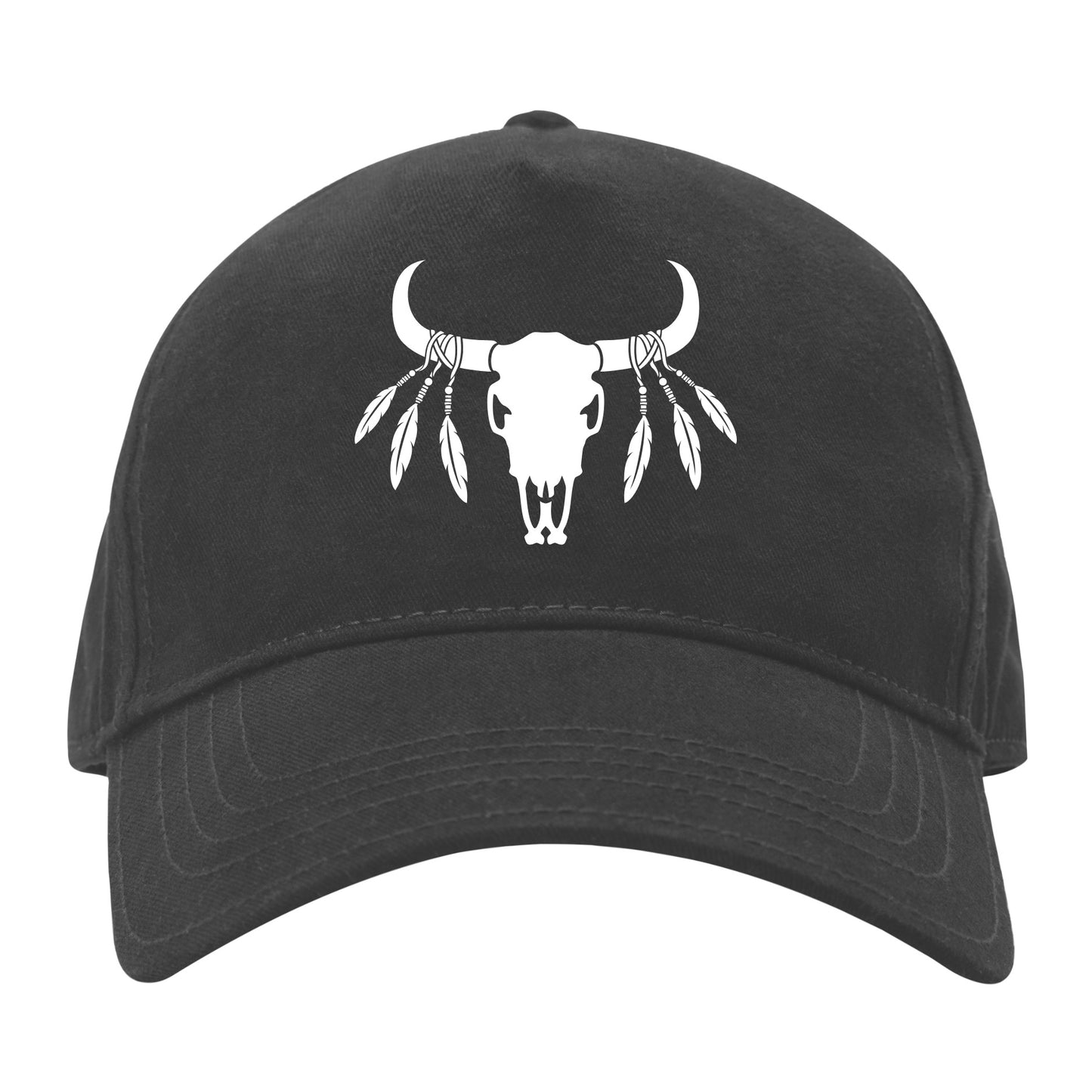 Intricate bull skull design with feathers for crafting