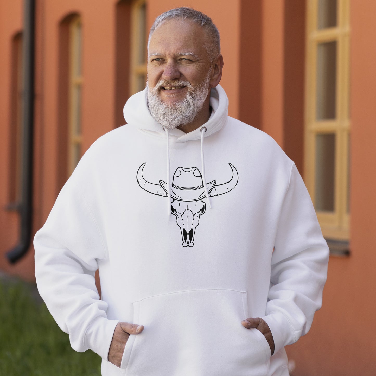Stylish bull skull design with cowboy hat for cutting projects