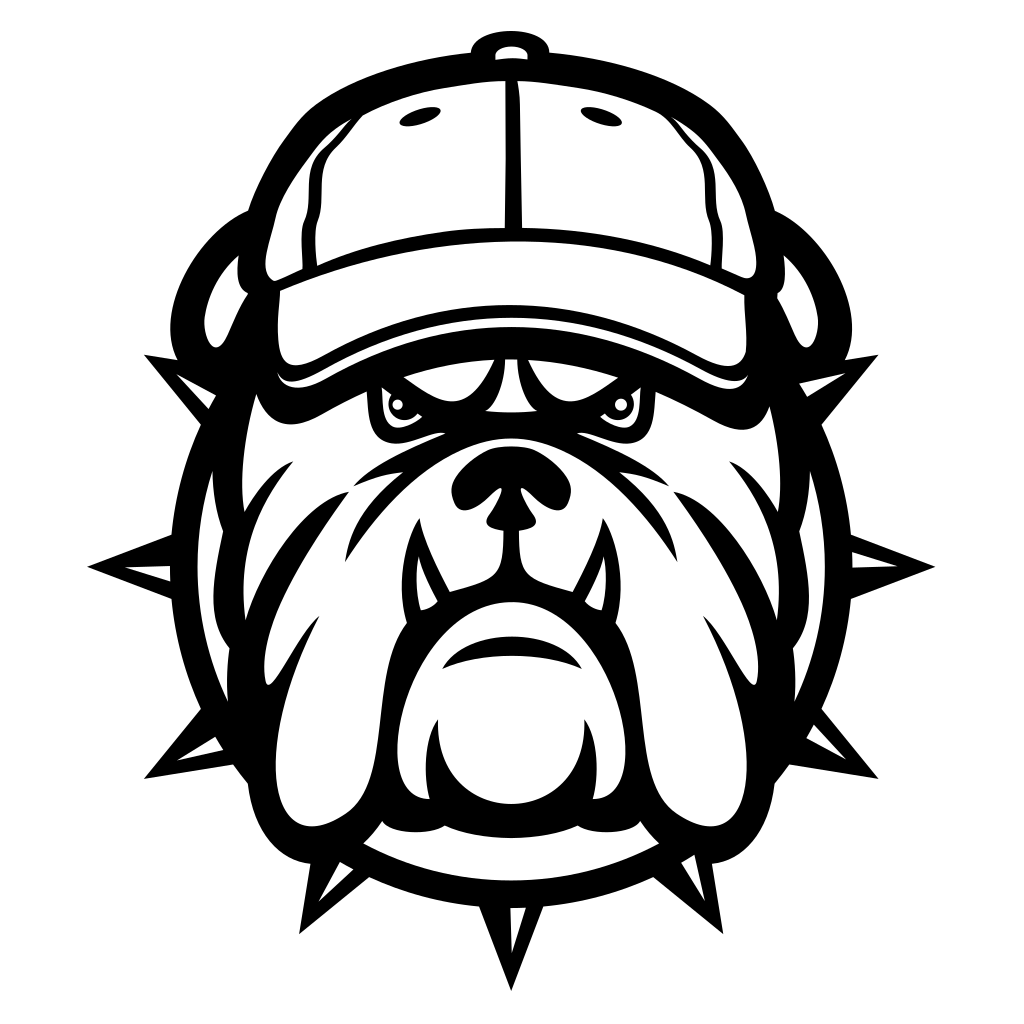 Stylish bulldog wearing a cap for creative cutting design