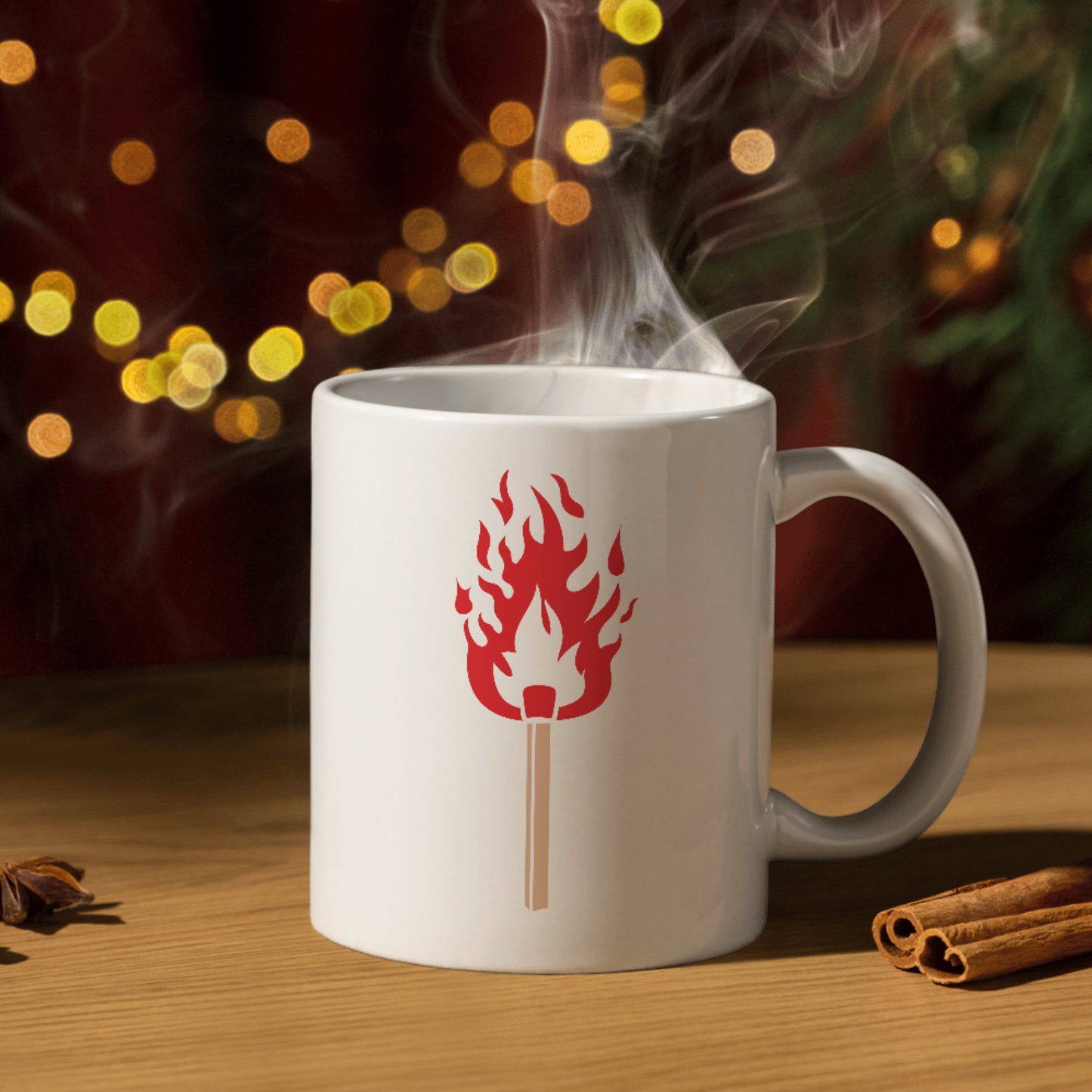 Burning stick with vibrant flames in bold vector design