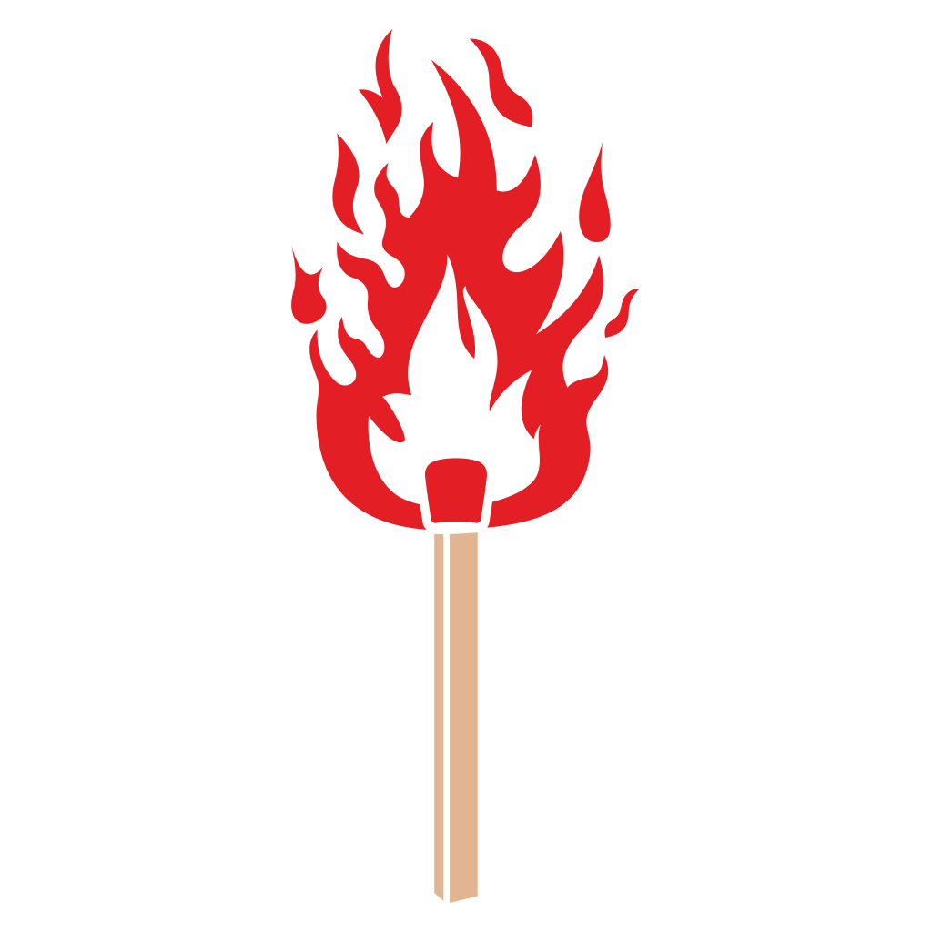 Burning stick with vibrant flames in bold vector design