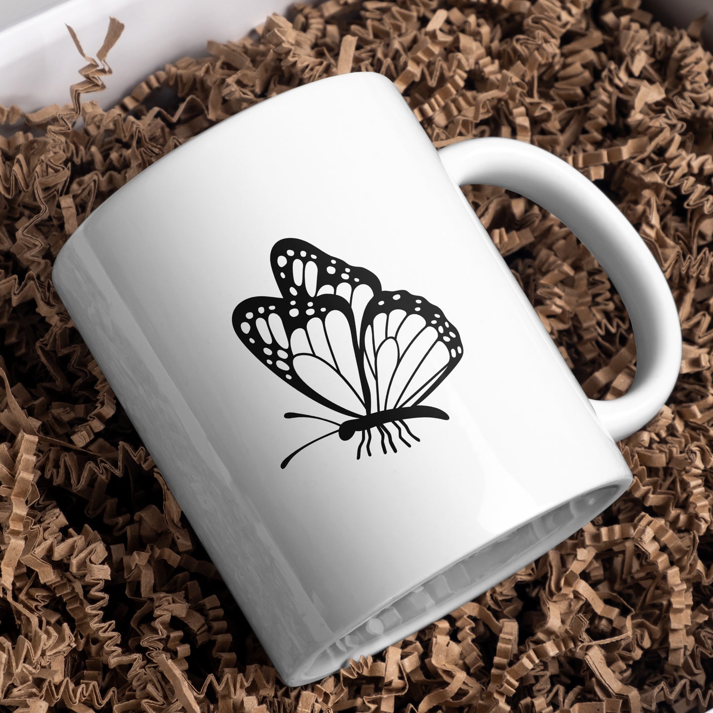 Elegant black and white butterfly design for crafting