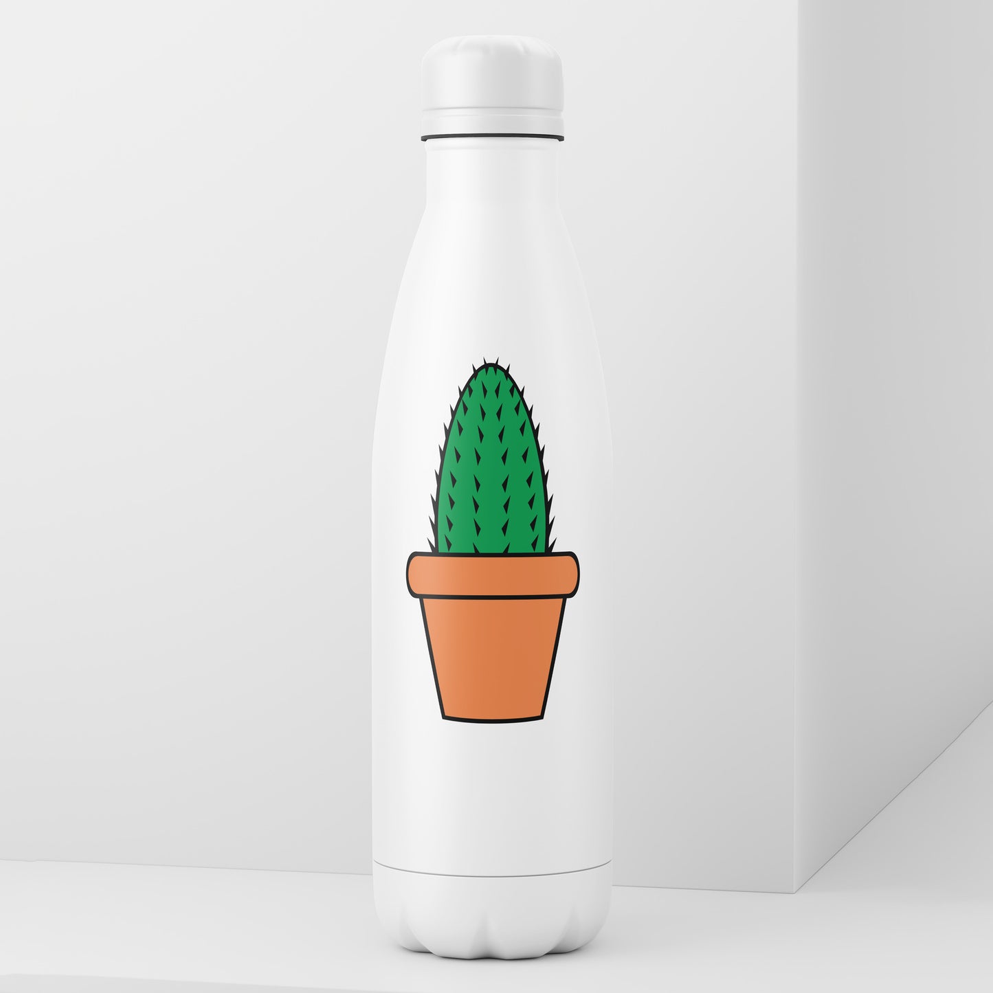 Bright green cactus in terracotta pot for creative projects