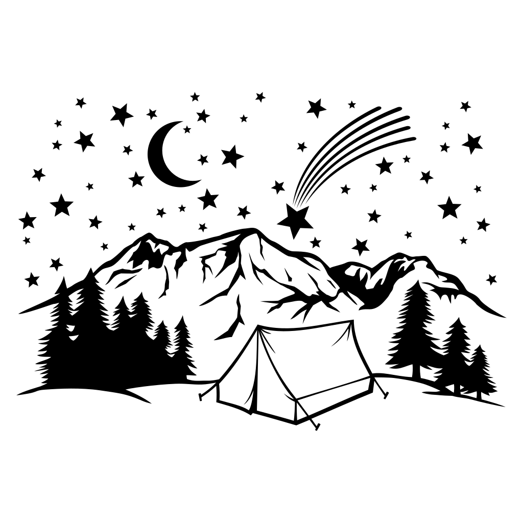 Camping tent layered design for creative cutting projects