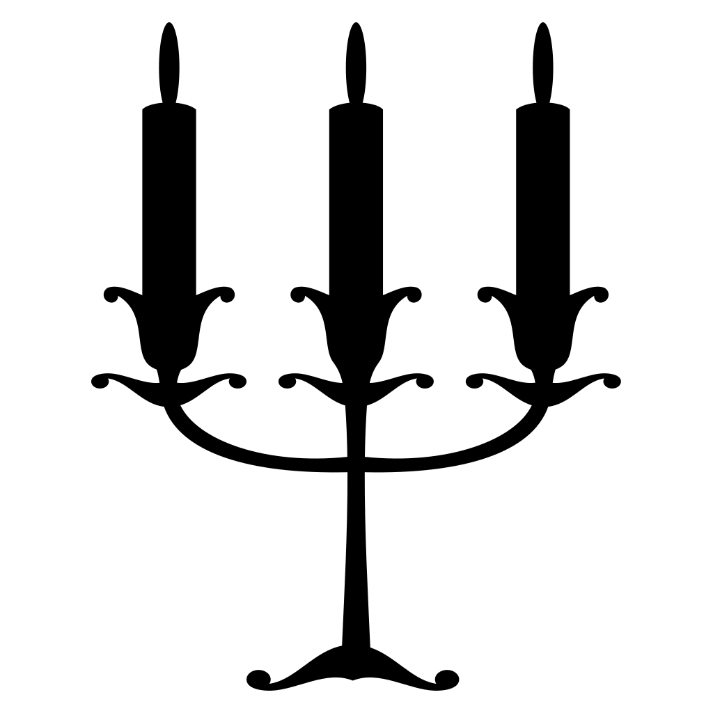 Elegant black silhouette of three candle holder for crafts