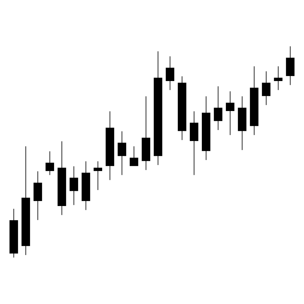 Black candlestick chart graphic for cutting machines