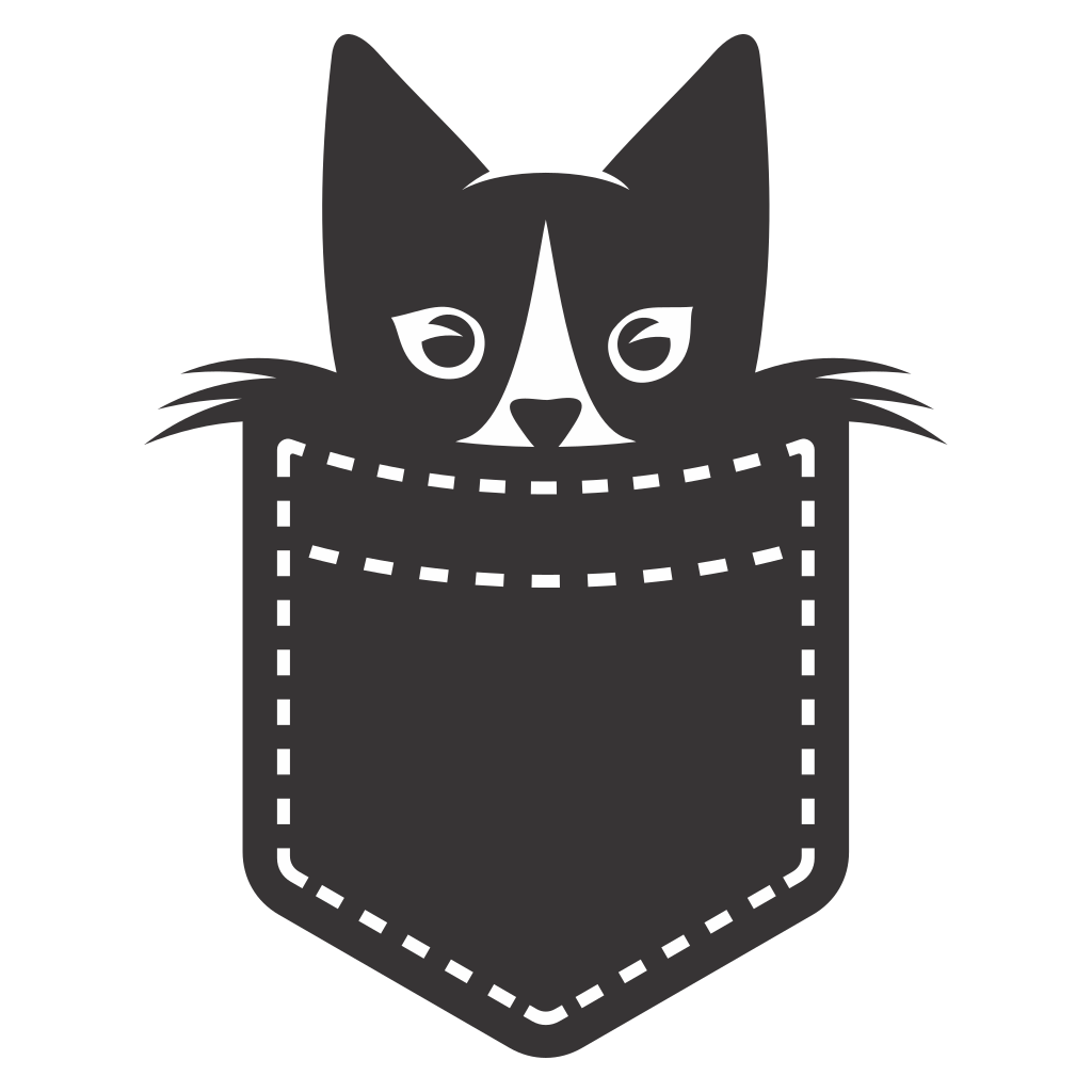 Cute cat peeking out of a pocket design for crafting fun