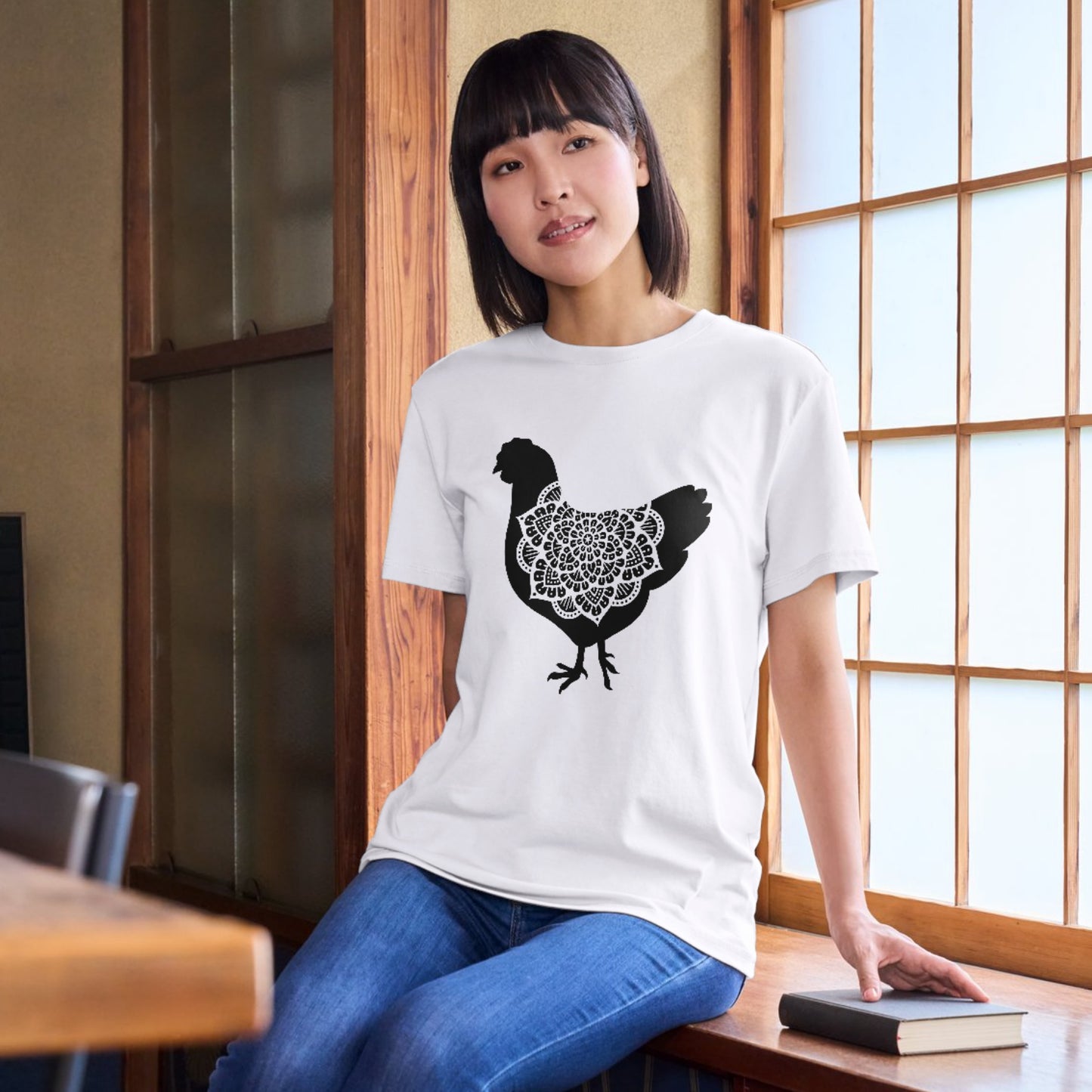 Elegant chicken mandala design for crafting and cutting machines