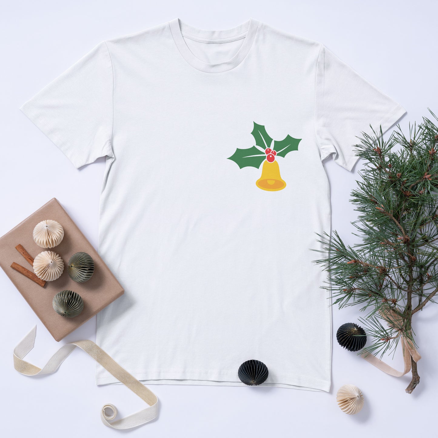 Charming bell adorned with holly berries for festive crafts