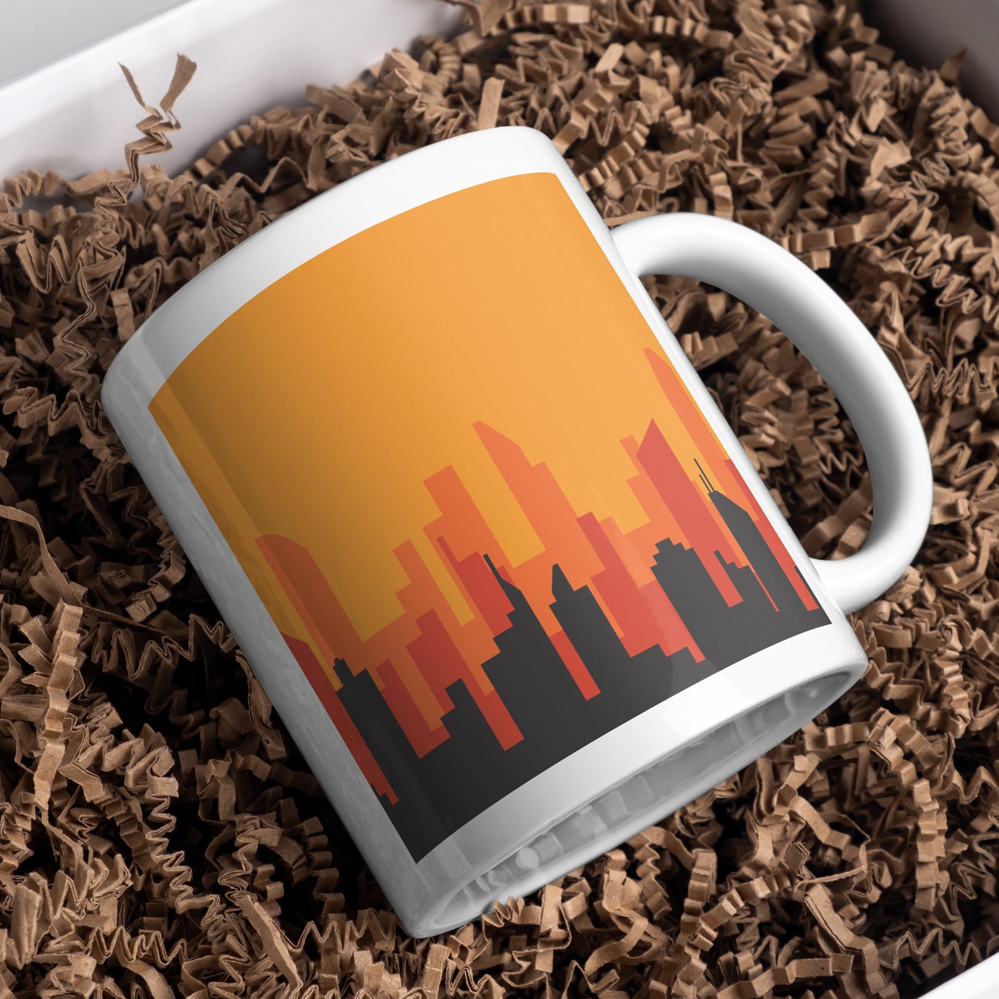 Stunning city skyline silhouette with vibrant sunset backdrop