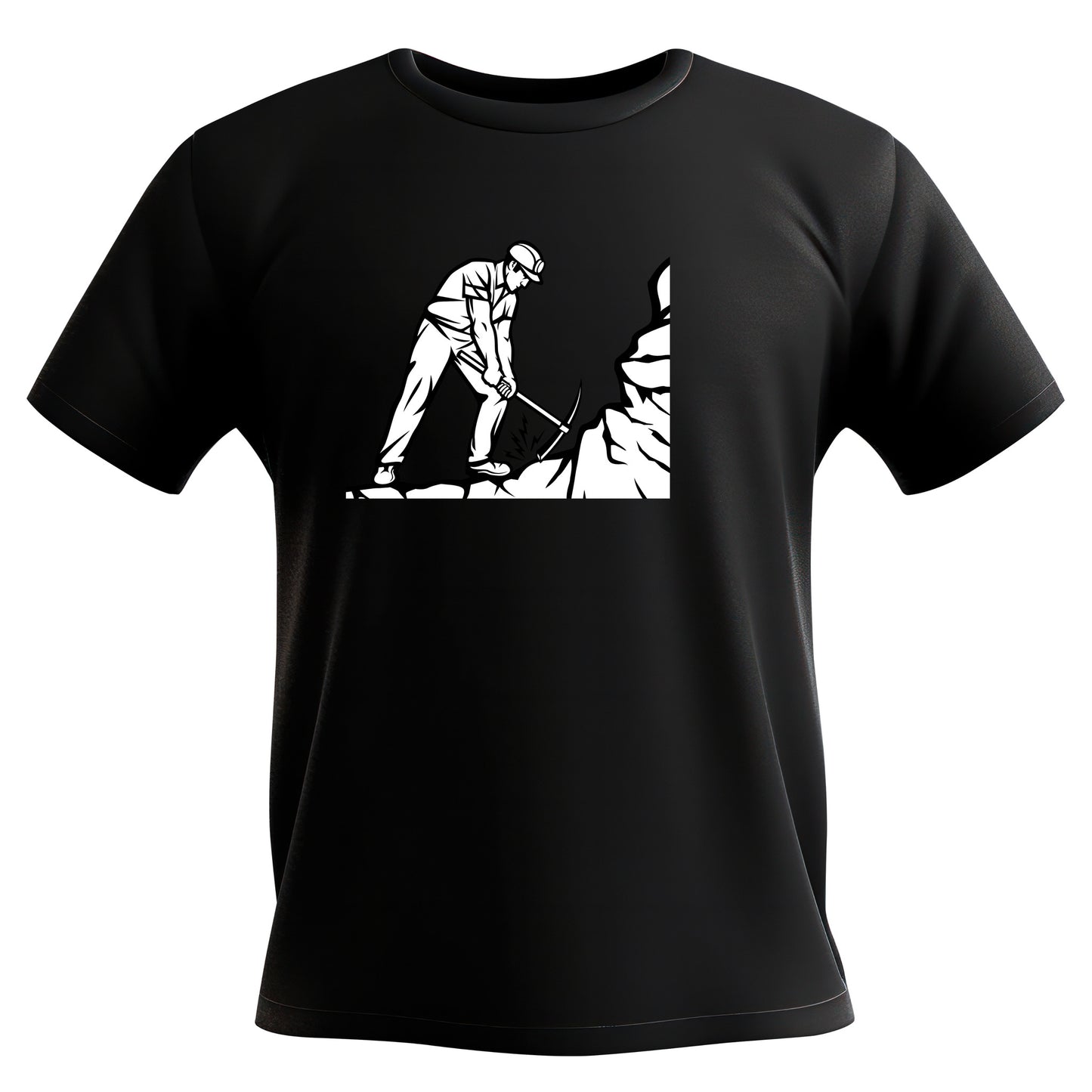 Confident coal miner working diligently with a pick ax