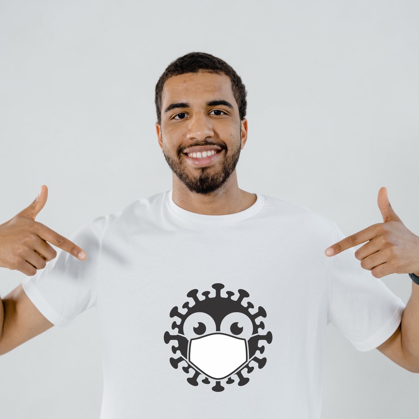 Creative vector design of a virus character in a mask