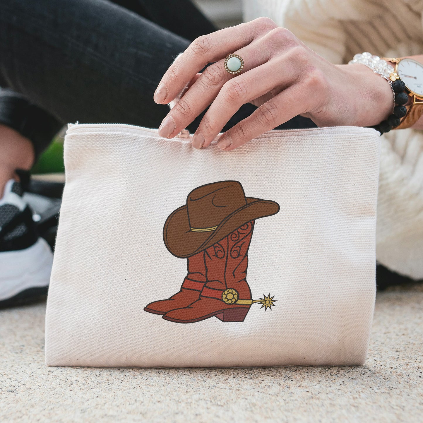 Stylish cowboy boots and hat for crafting adventures