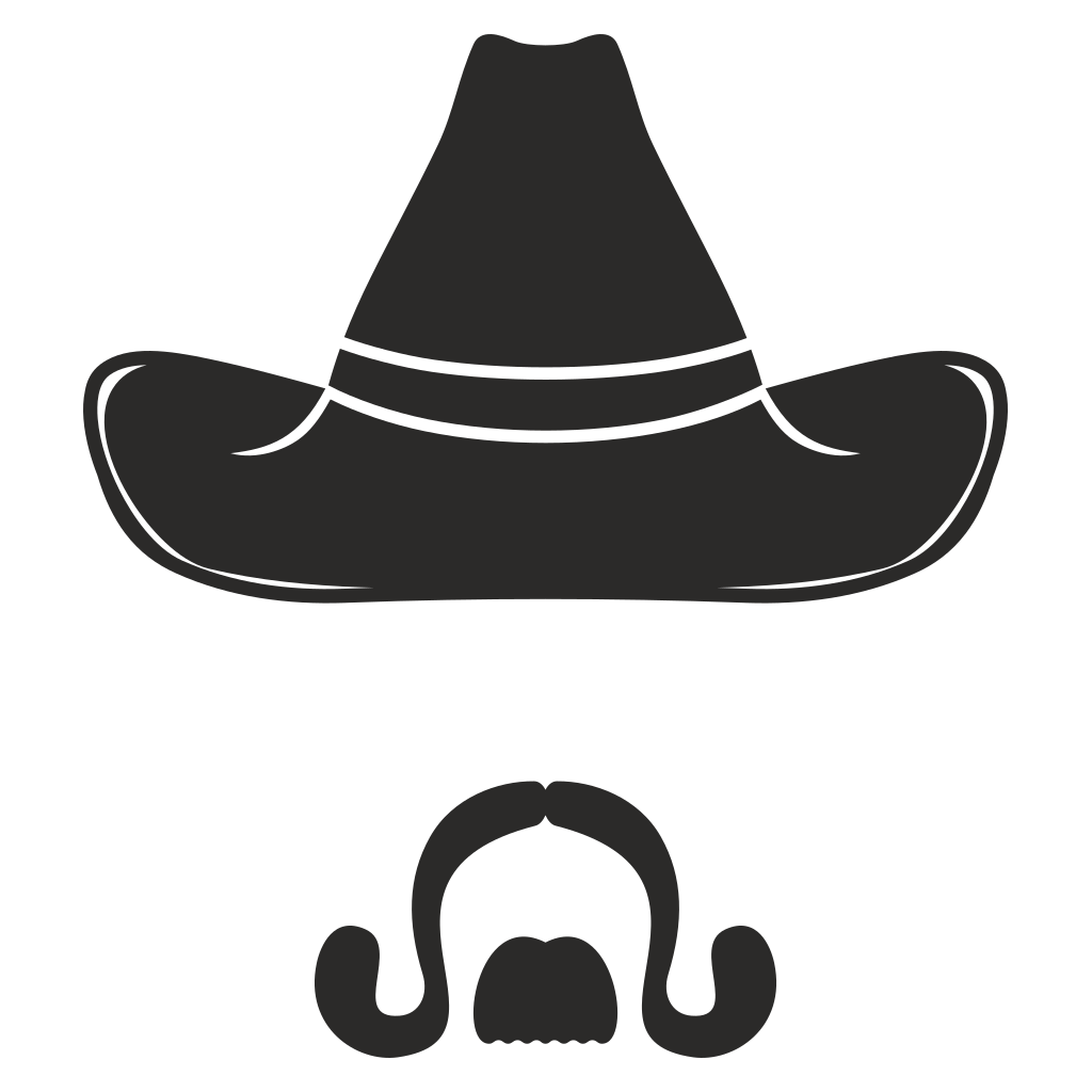 Create fun designs with cowboy hat and mustache vector art