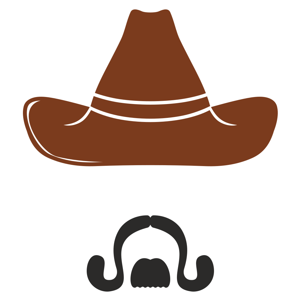 Cowboy hat and mustache vector design
