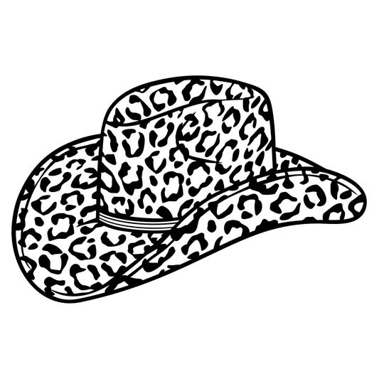Stylish black cowboy hat with leopard pattern design for cutting machines