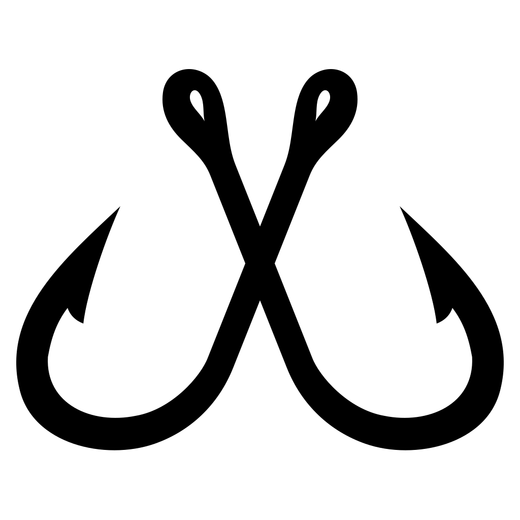 Crossed fishing hooks design for creative crafting projects