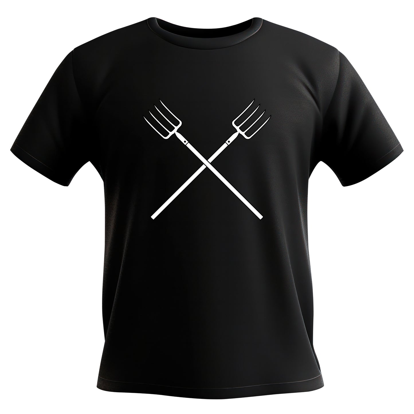 Crossed pitchfork tools design for crafting enthusiasts
