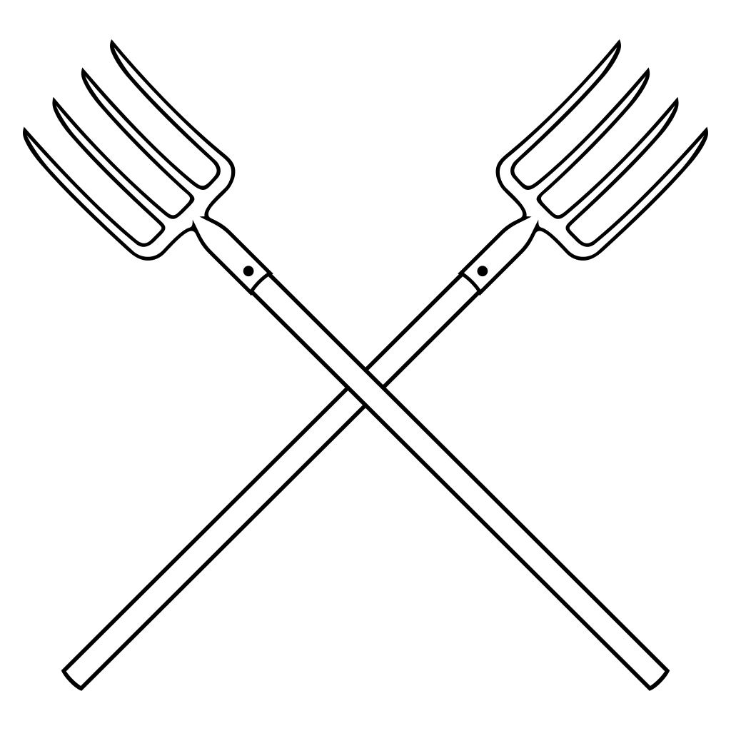 Crossed pitchfork tools design for crafting enthusiasts