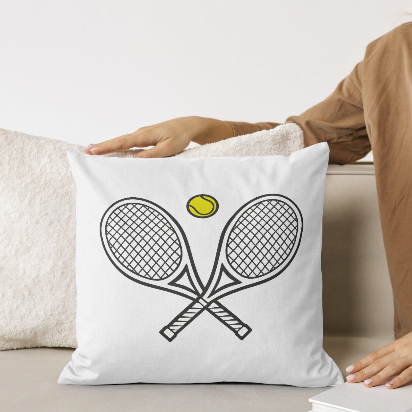 Crossed tennis rackets and a yellow ball for creative designs