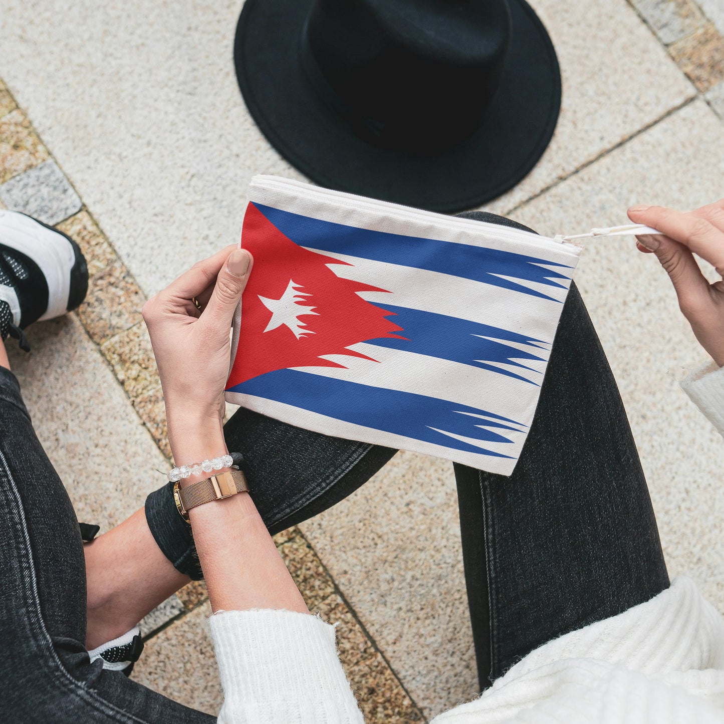 Cuba flag design with a distressed and damaged appearance