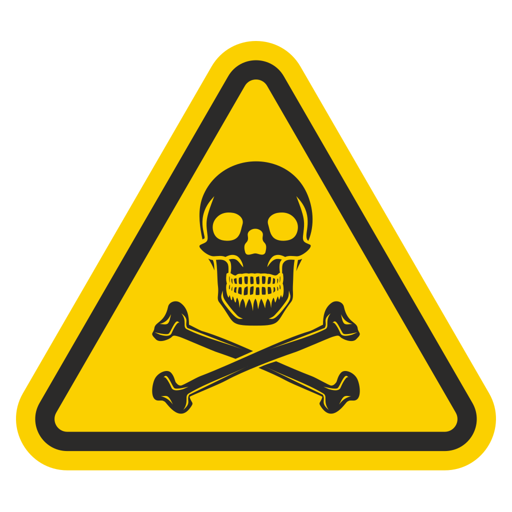 Vector design of a danger sign featuring a skull symbol