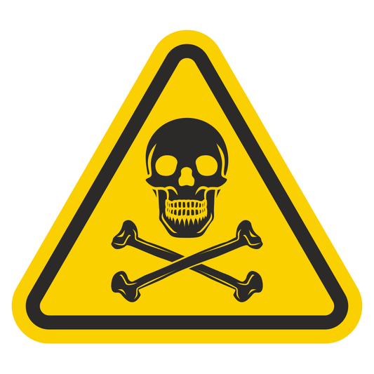 Vector design of a danger sign featuring a skull symbol