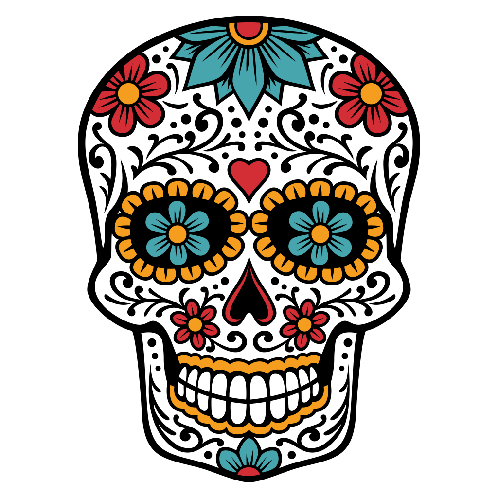 Colorful Day of the Dead skull design for crafting