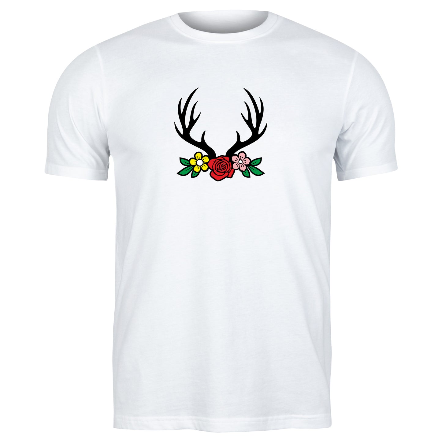 Beautiful deer antlers adorned with vibrant flowers for crafts