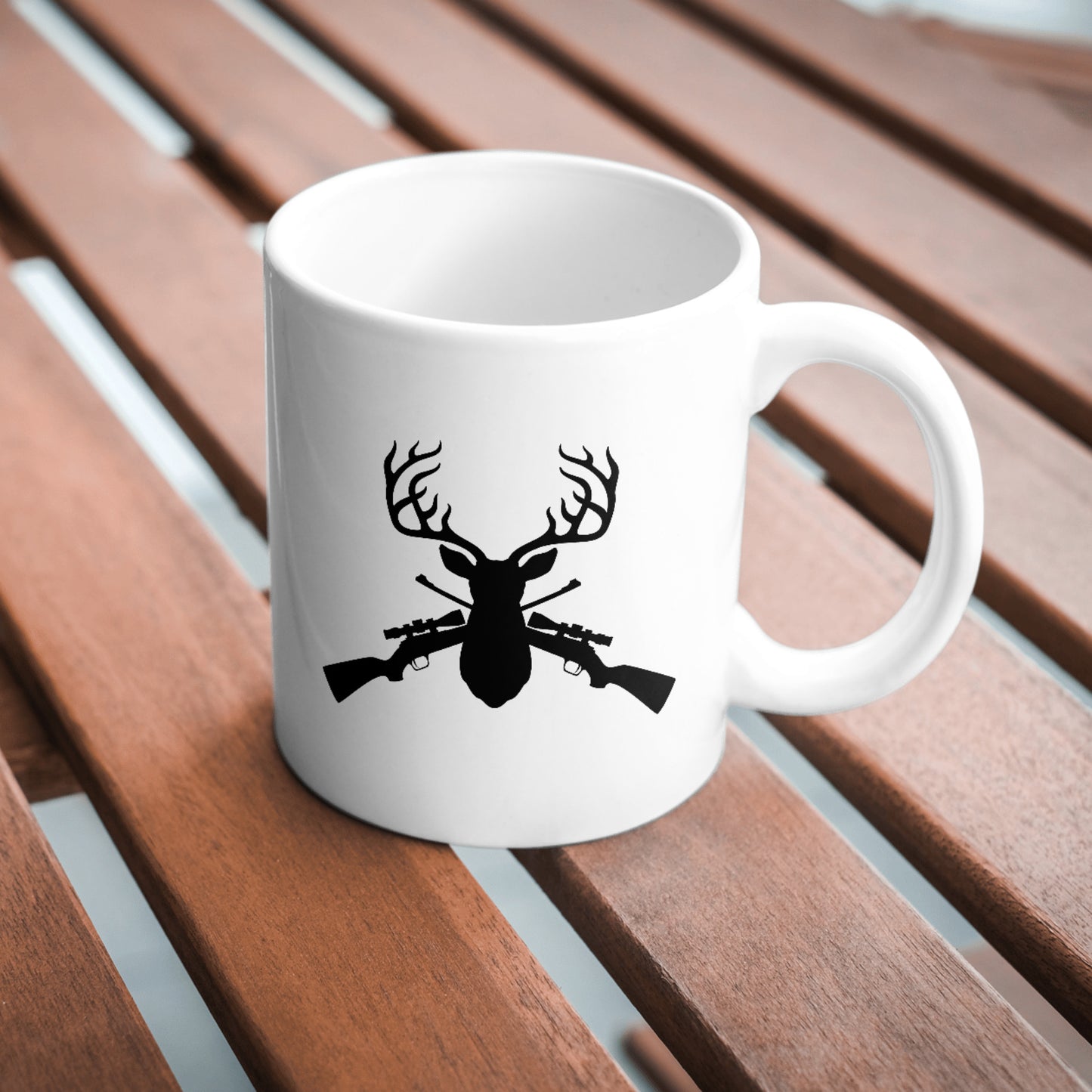 Stunning vector design of a deer head with crossed rifles