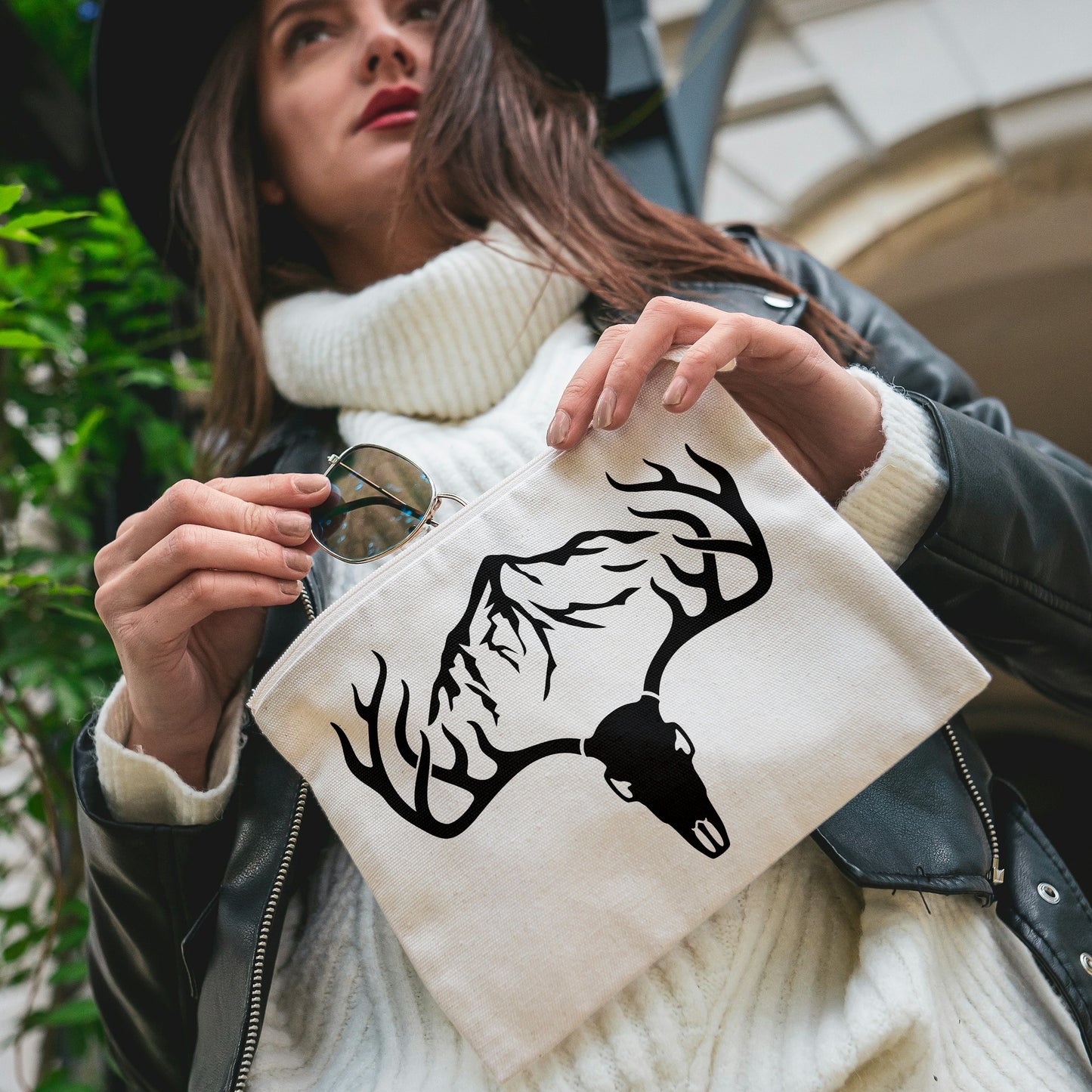 Unique deer skull and mountain design for creative projects