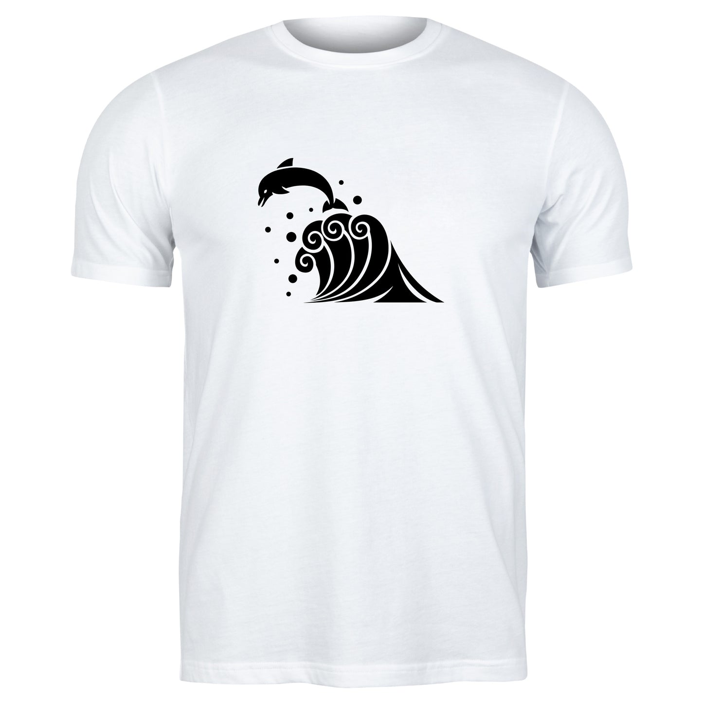 Joyful dolphin leaps above creative waves in stylish design