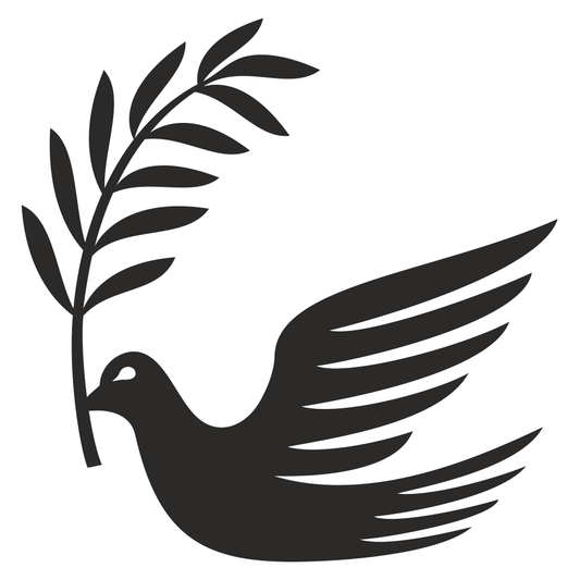 Creative dove silhouette with olive branch for cutting designs