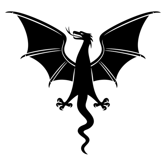 Majestic black dragon silhouette for crafts and designs