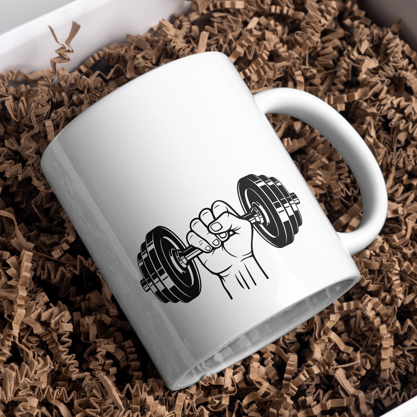 Challenging strength with a black and white dumbbell design